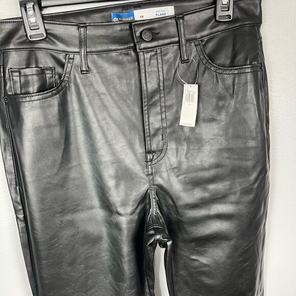 Old Navy High Rise Flare Faux Leather Pants - Picture 2 of 6